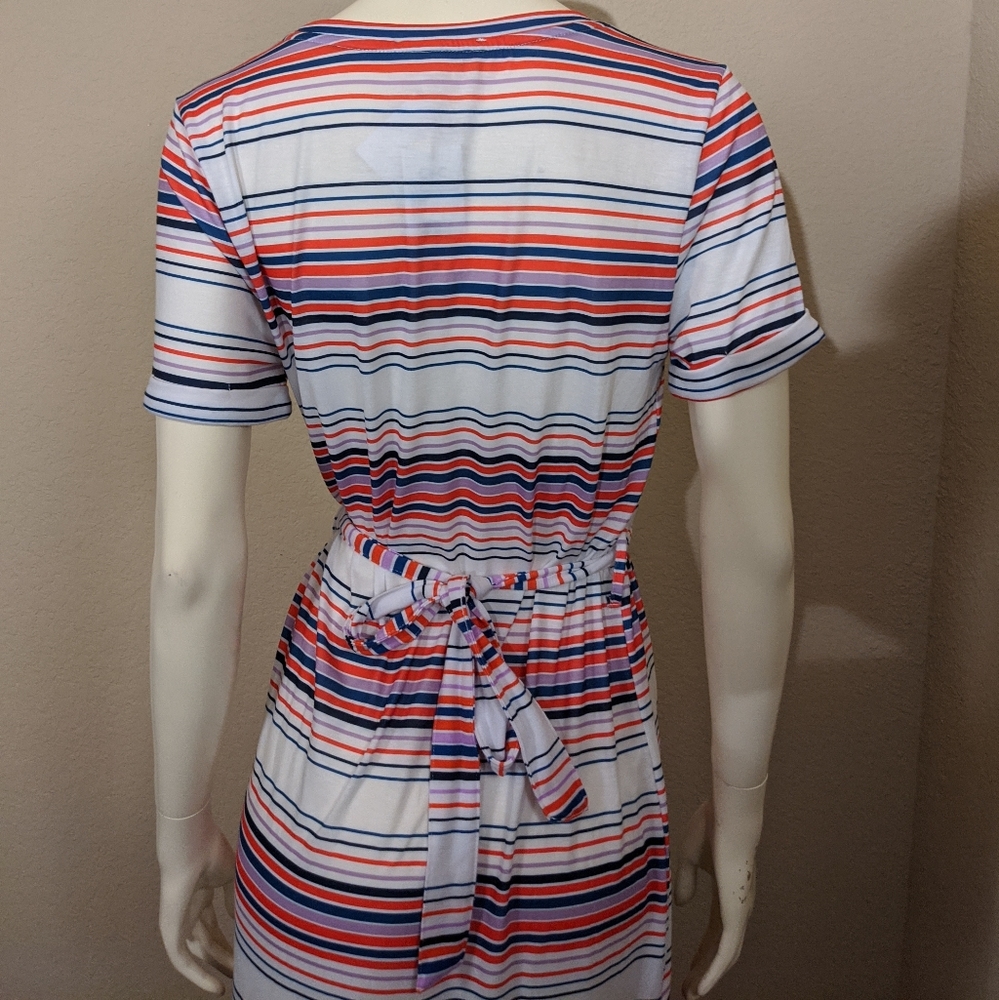 BasicStriped Midi Dress W Waist Tie Crew Neck Midi - Picture 6 of 6